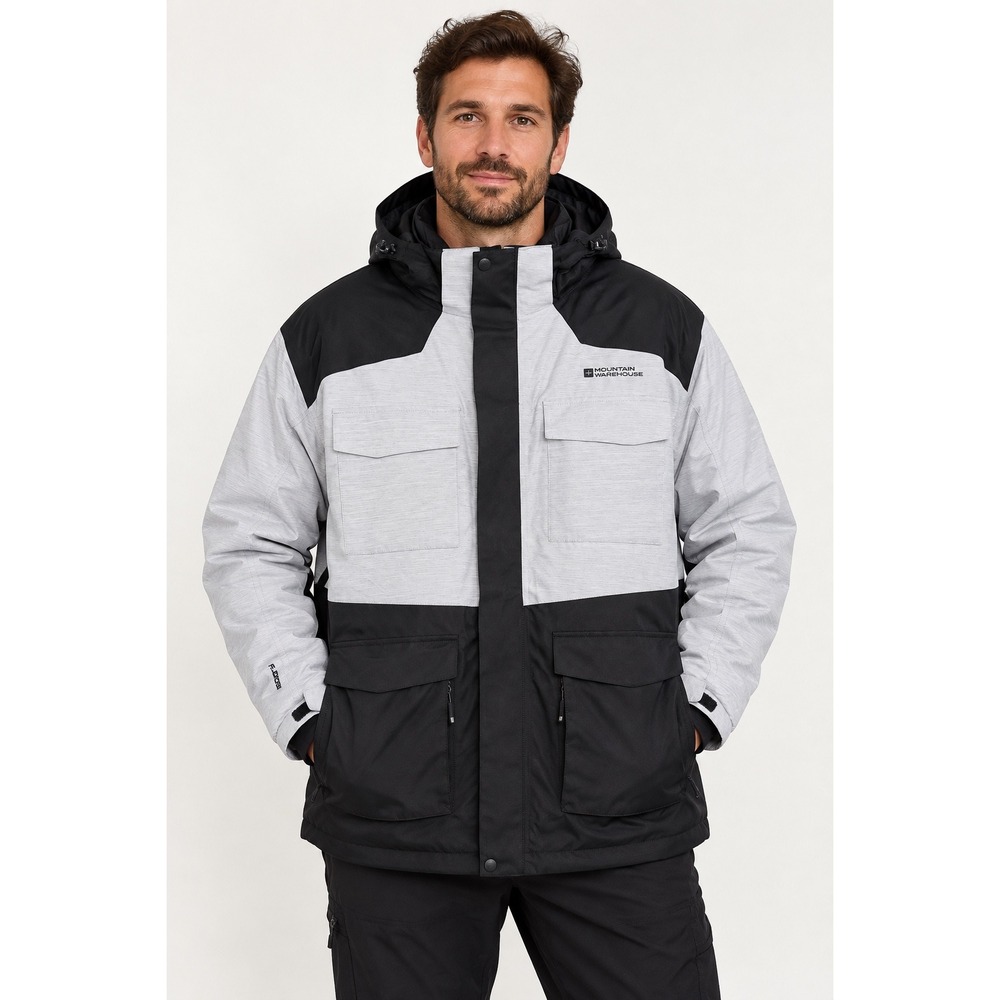 Mountain Warehouse Ski Jacket Mens XXL Grey Black Waterproof snow skirt